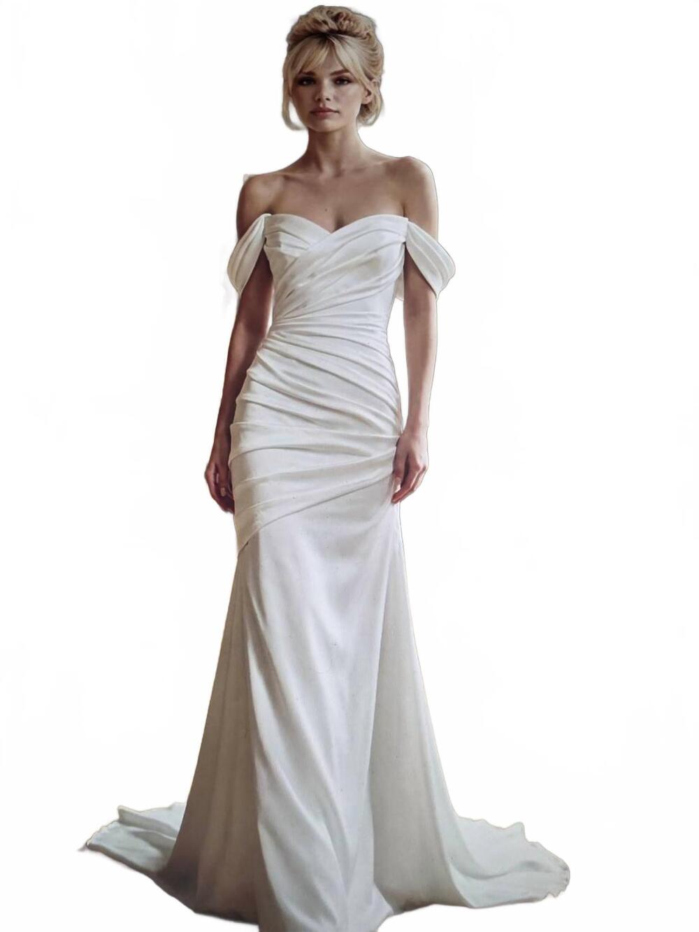 NEW RANDY FENOLI khloe sheath wedding gown in white